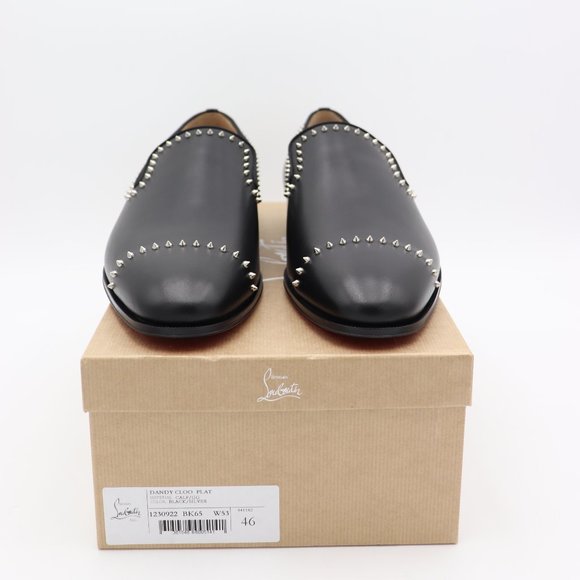 NWT Christian Louboutin Men\'s Dandy Cloo Black Leather Spike Flats Loafe… main image 9